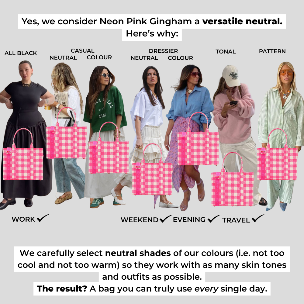 The Bon Vivant Tote - Large -- Neon Pink Gingham