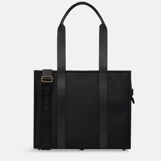 The Bon Vivant Tote - Nylon/Leather - Large -- Black