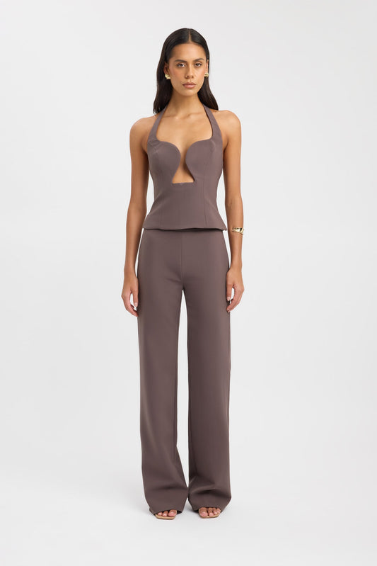 side Alto Low Cut Top Kookai Fitted Plungeneck Sleeveless Womens-Blouse 